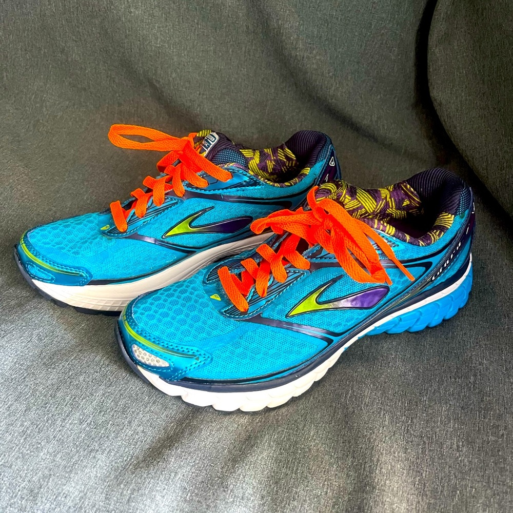Brooks Ghost 7  Running Shoes Women's Size 8 Metallic Blue Purple Green